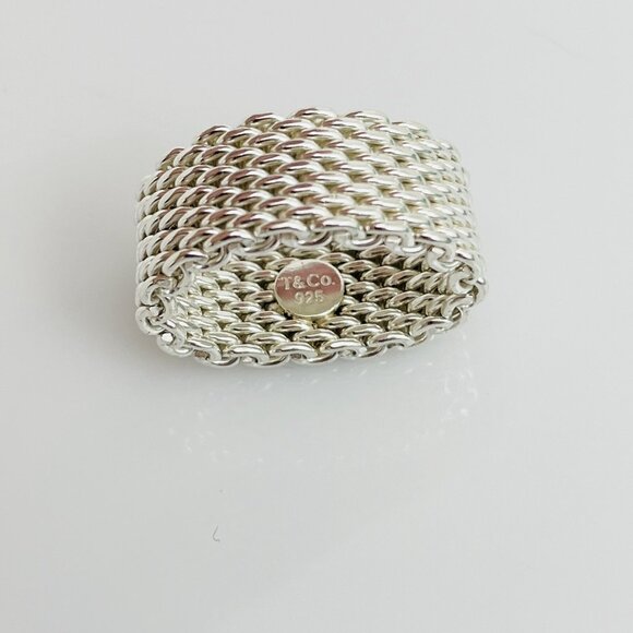 Size 4.5 Tiffany & Co Somerset Ring Mesh Weave Flexible in 925 Silver AUTHENTIC - Picture 4 of 5